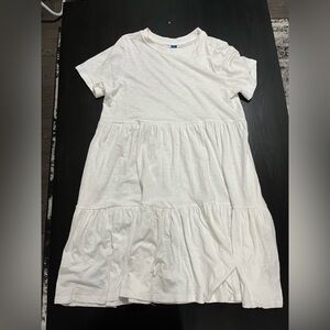 White Tiered Short Sleeve Dress